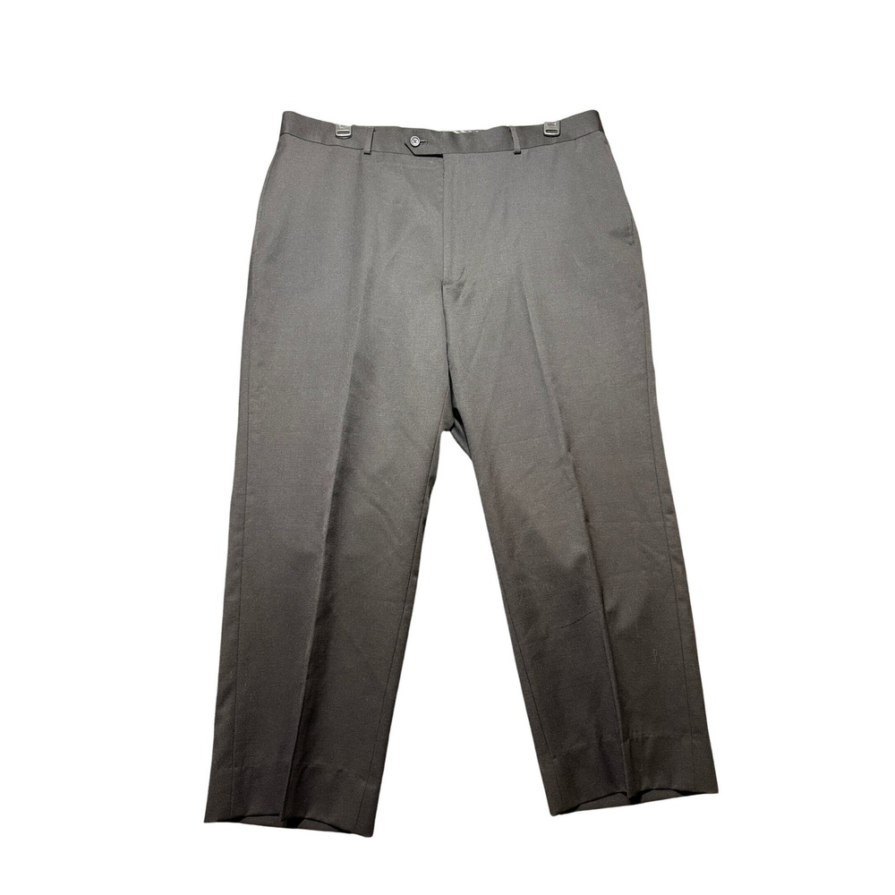 Pronto Uomo Dress Pants Mens 40x27 Black Excellent 100% Wool Flat Front